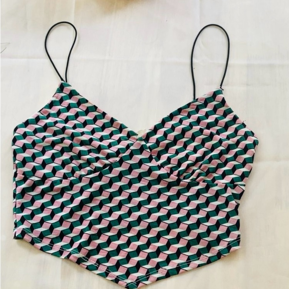 Timing spaghetti strap Asymmetrical Crop Camisole